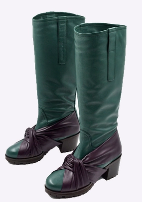Leather Boots Sale KIKO KOSTADINOV WOMEN KKWAW24FT03-155 KNOTTED RIDING BOOTS GREEN/GREEN
