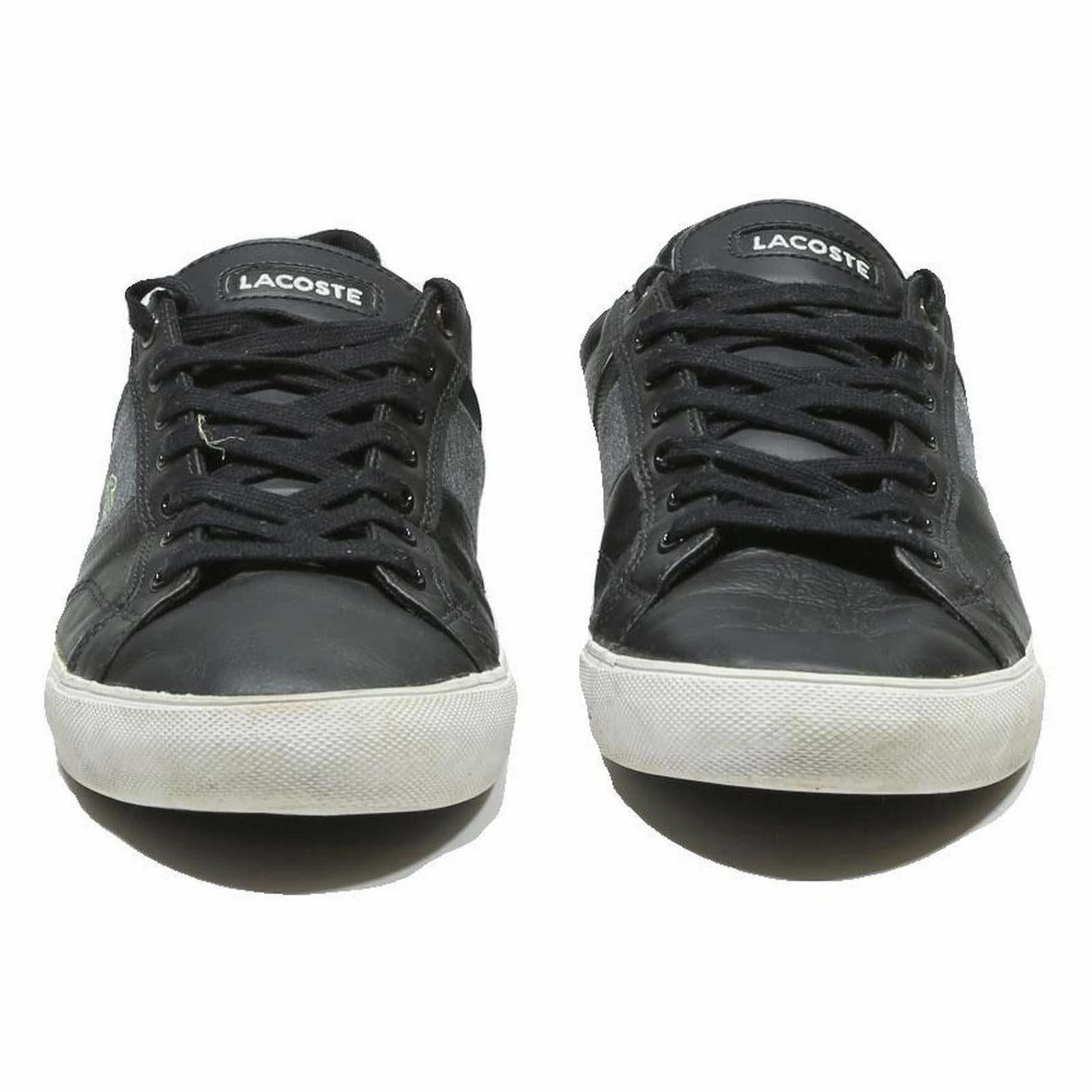 LACOSTE Low Top Men's Trainers Black Leather UK 9 Casual Everyday Wear Jordan Casual Shoes