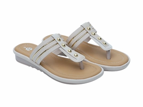 Flat Fabric Shoes Ladies Comfort Chappal 33354