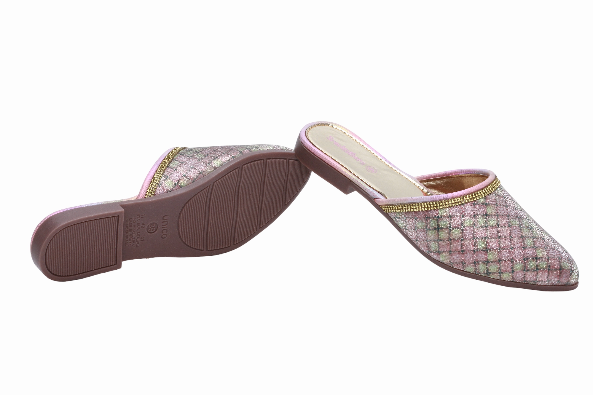 Ladies Cut Out Mule 296213 Ankle Strap Flats Shoes