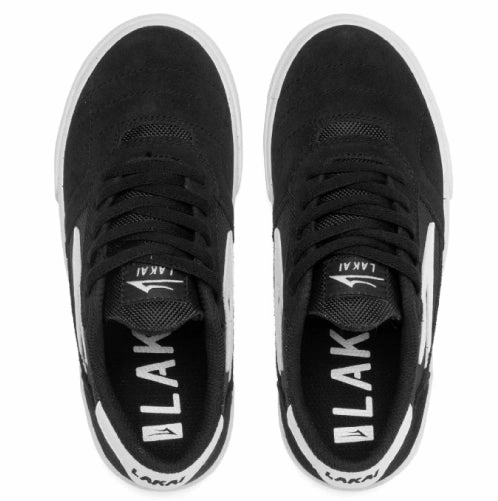 Wingtip Skate Shoes Lakai Cambridge Kids Skate Shoe - Black/White Suede
