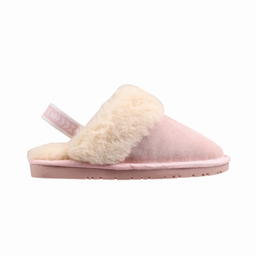 Lamo Lia Youth Girl's Suede Non-Slip, Comfortable & Soft, Pink Slipper Chunky Slides