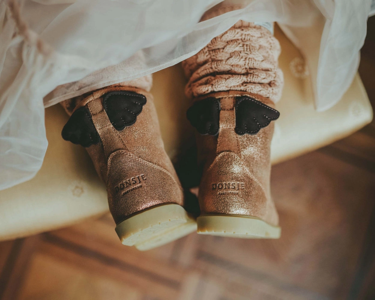 Angela Boots | Wings | Bronze Metallic Leather Alpine Riding Boots