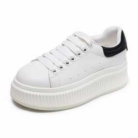 Ld-1000 Casual Shoes Women Minimalism Plain Leather Thick Soled Low Top Shoes