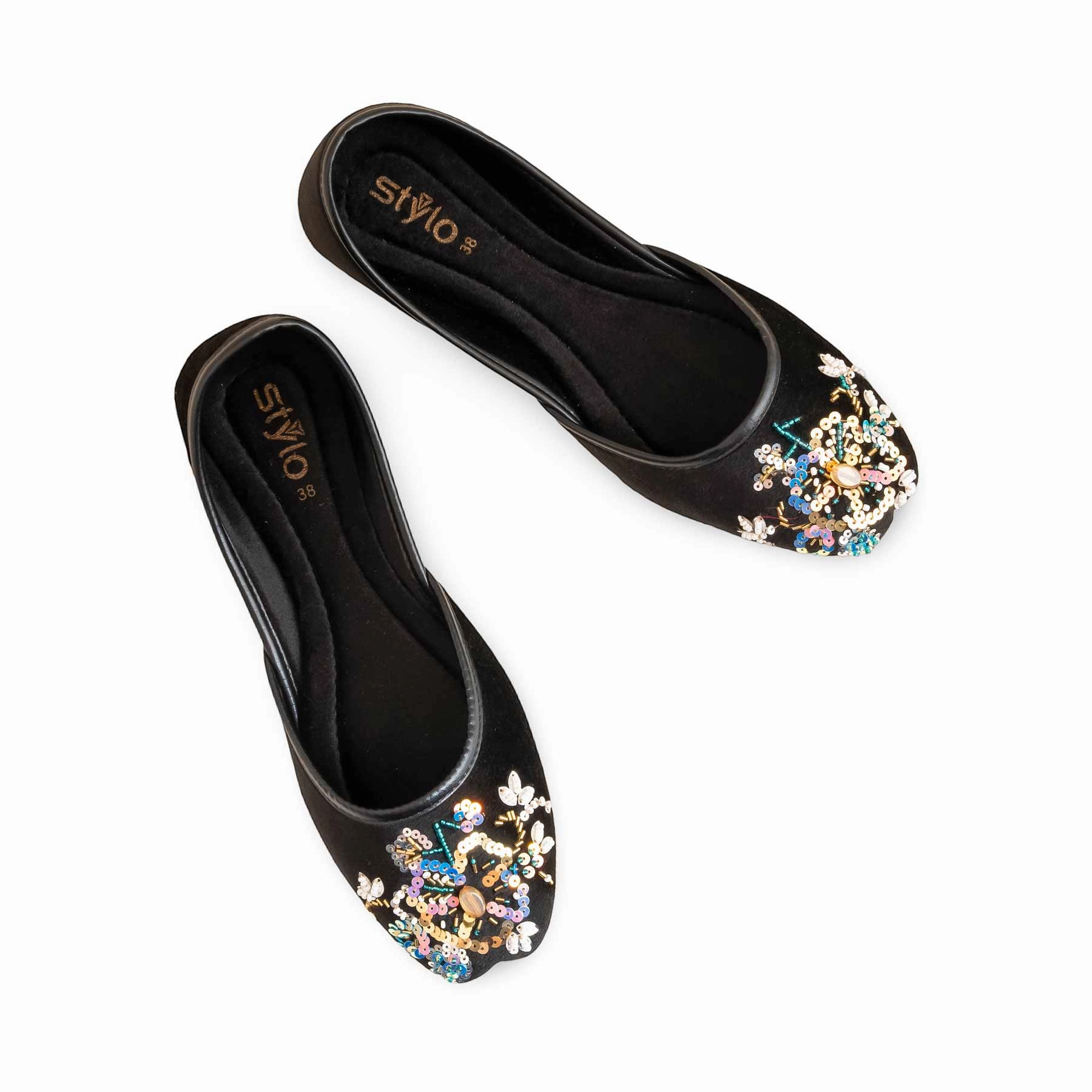 Shoe Pads For Flats Black Fancy Women Khusa EC8558