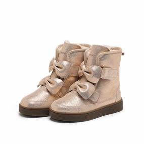 Isa Exclusive Boots | Powder Metallic Leather Fur Lined Boots