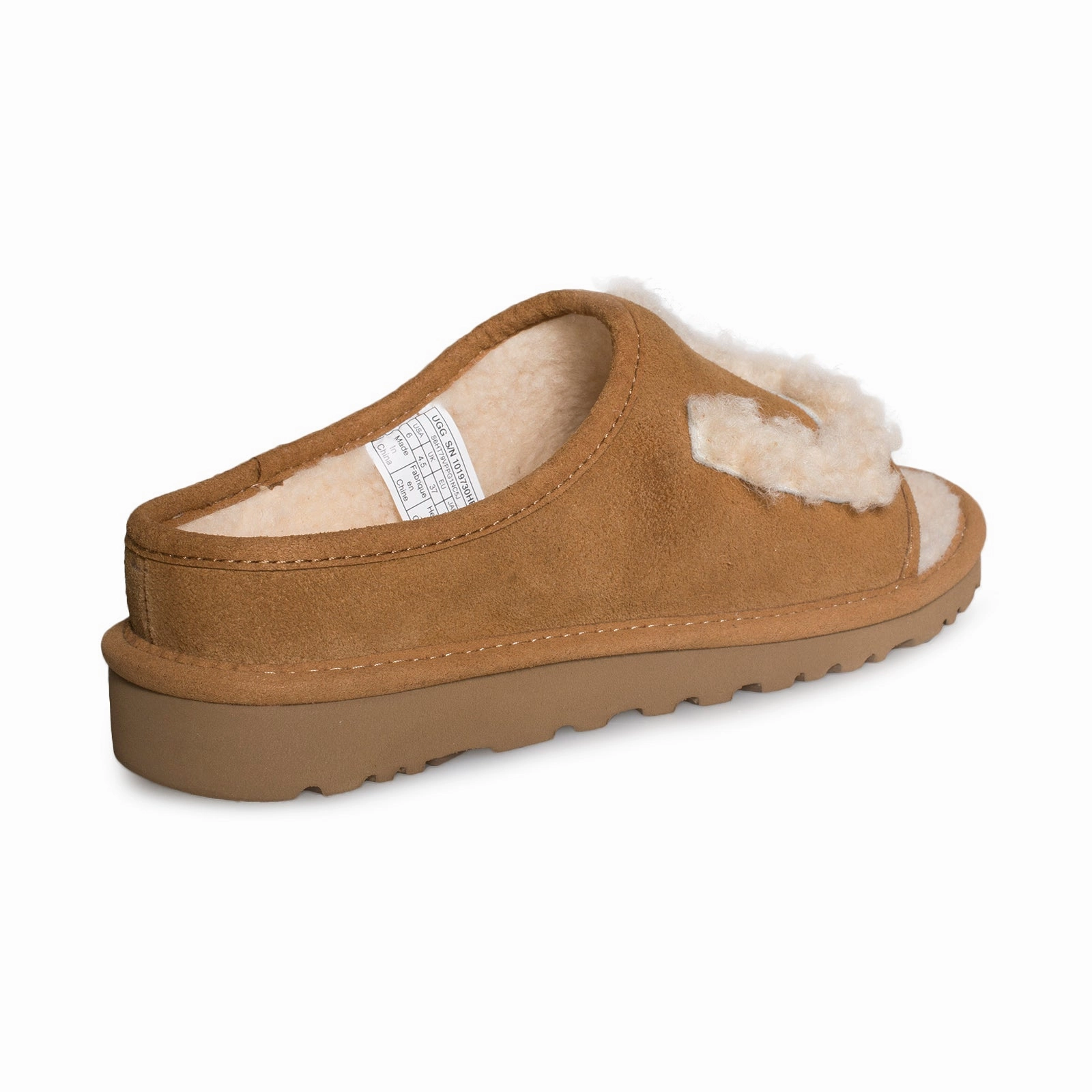 UGG Slide Chestnut/Natural Slippers - Women's Fuzzy Platform Slippers