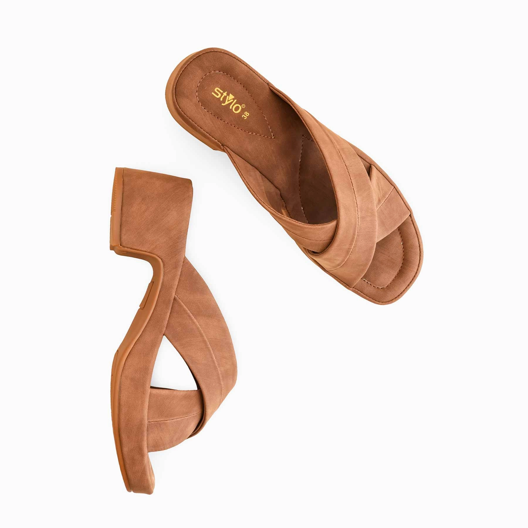 Made In England Leather & Suede Applique Slides Brown Formal Slipper PU0516