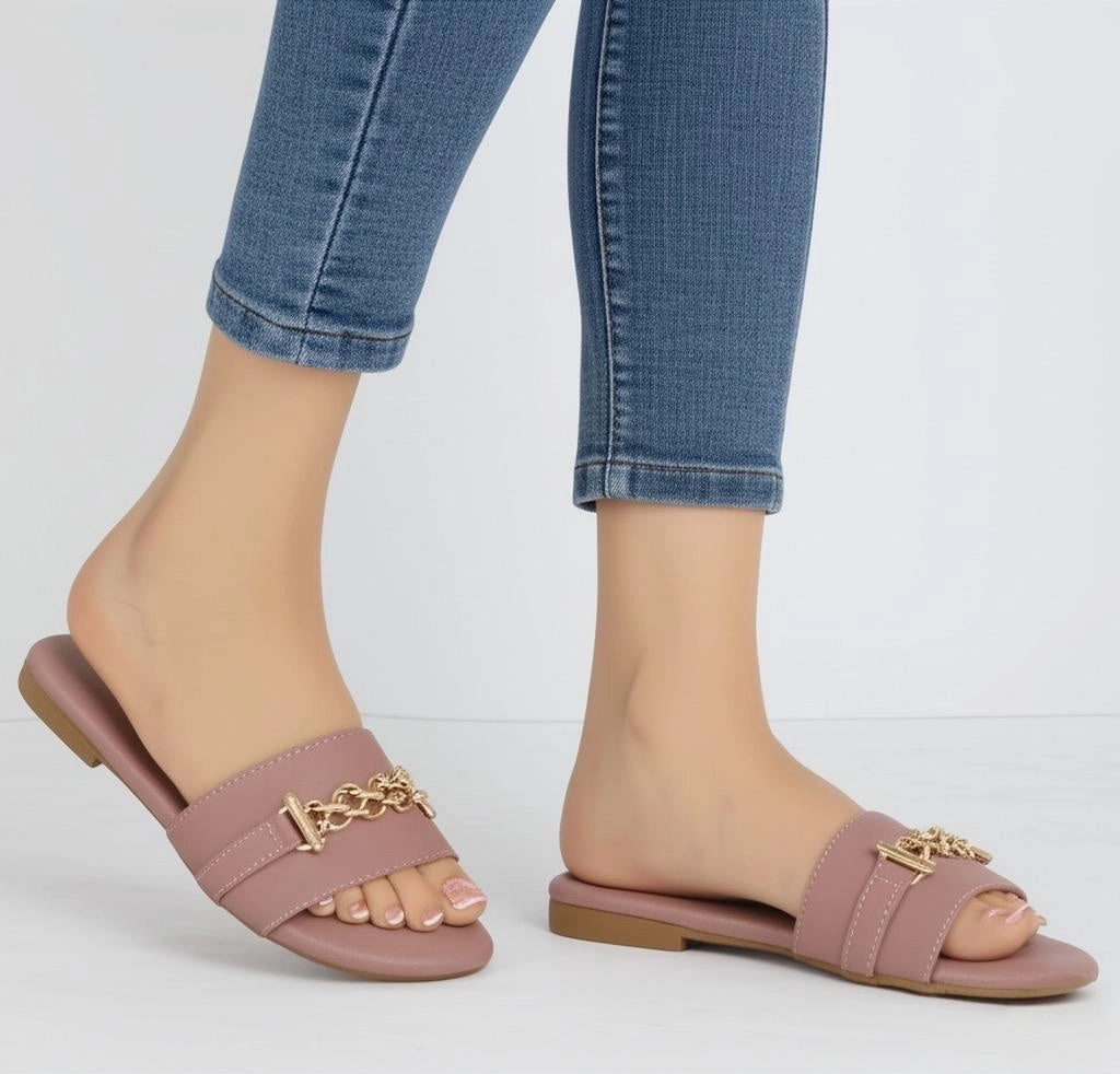 Leather Flats Shoes M0593 flat slipper