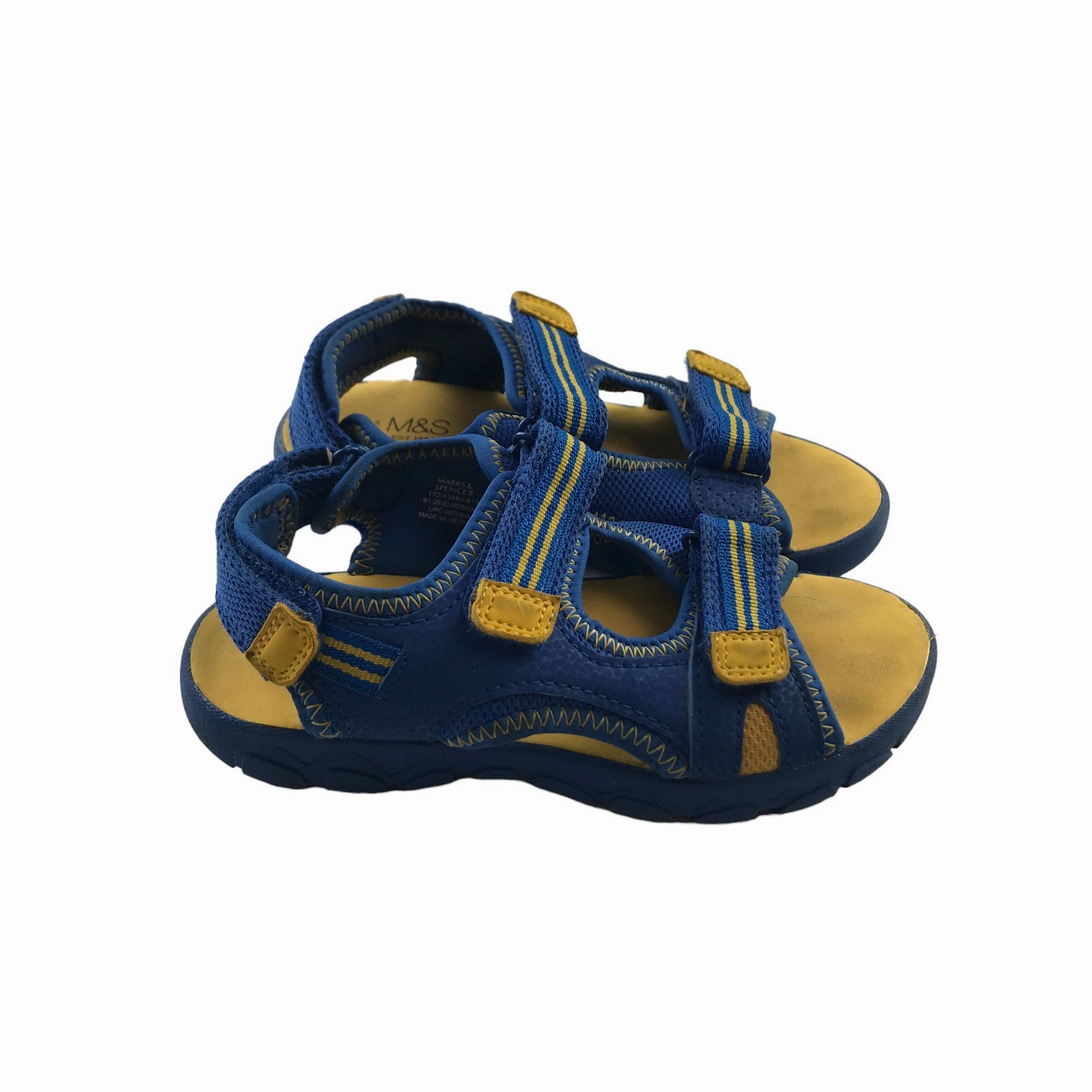 Yoga Foam Sandals M&S Sandals Shoe Size 11 Junior Blue and Mustard Yellow with Straps