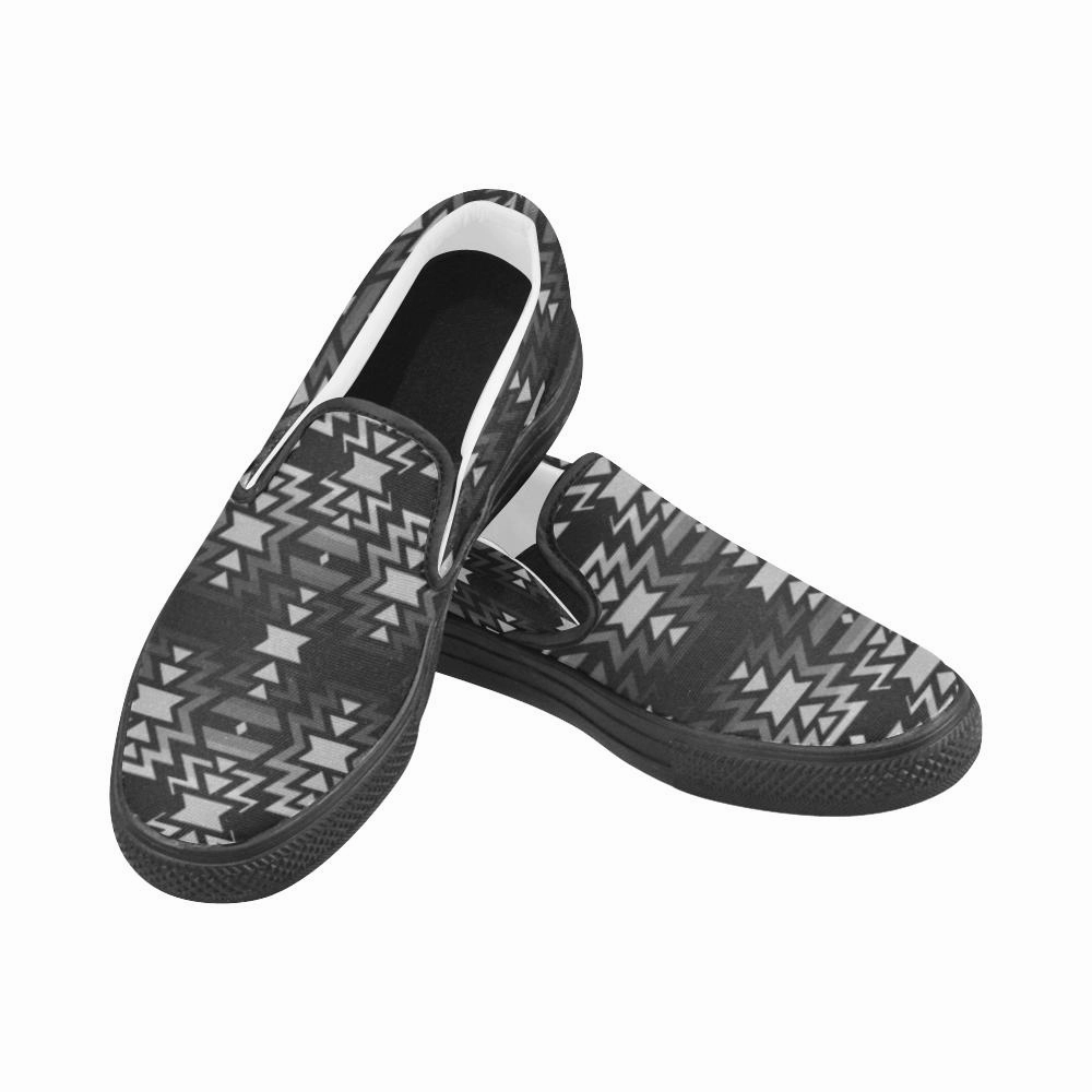 Slip On Approach Shoes Black Fire Black and Gray Men's Unusual Slip-on Canvas Shoes