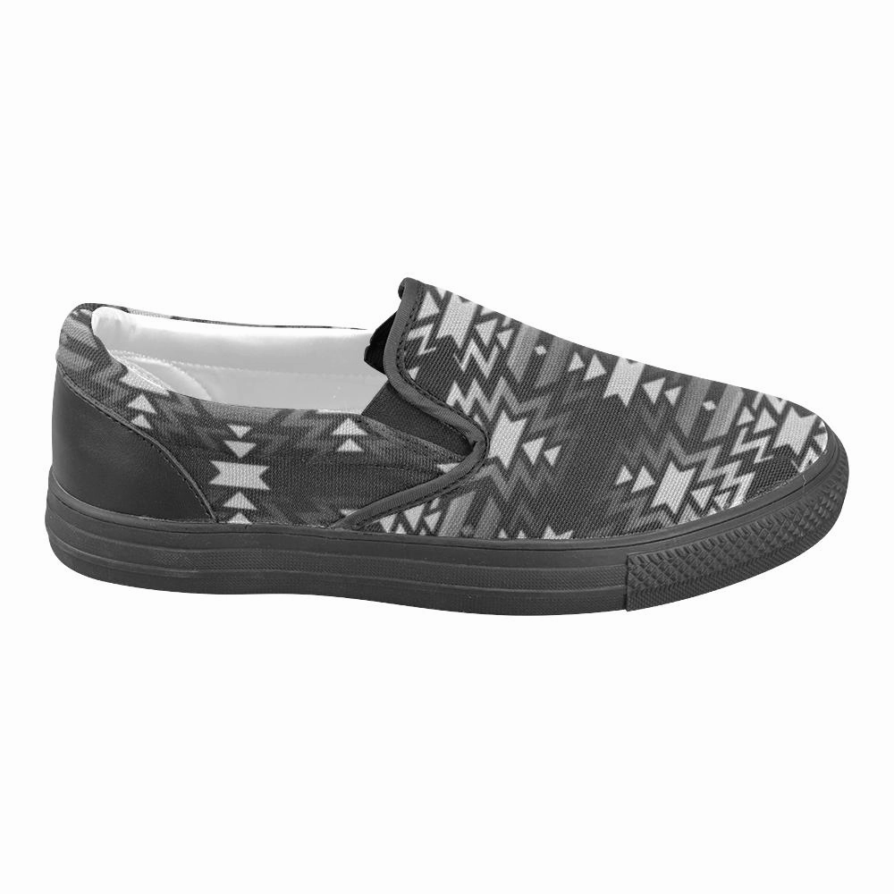Black Fire Black and Gray Men's Unusual Slip-on Canvas Shoes Best Slip On Slippers