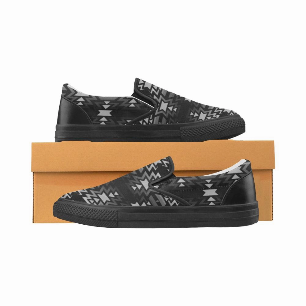 Black Fire Black and Gray Men's Unusual Slip-on Canvas Shoes Roxy Slip Ons