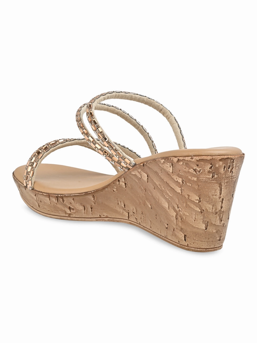 High Heel Stilettos Rocia By Regal Rose Gold Women Diamond Criss Cross Wedges