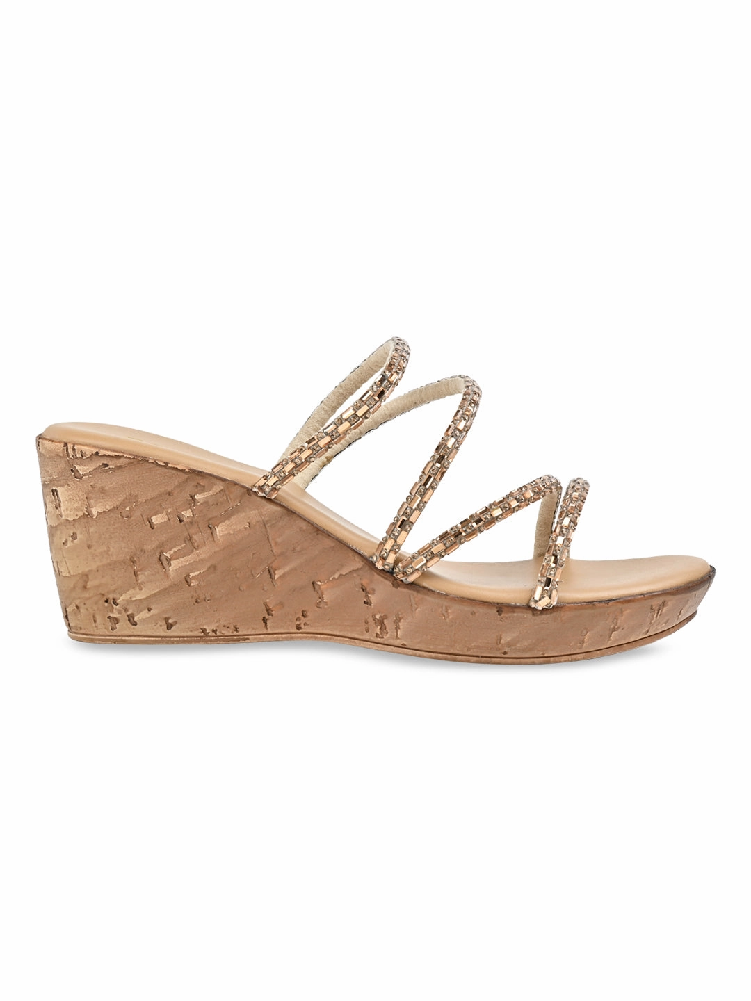 High Heels From Rocia By Regal Rose Gold Women Diamond Criss Cross Wedges