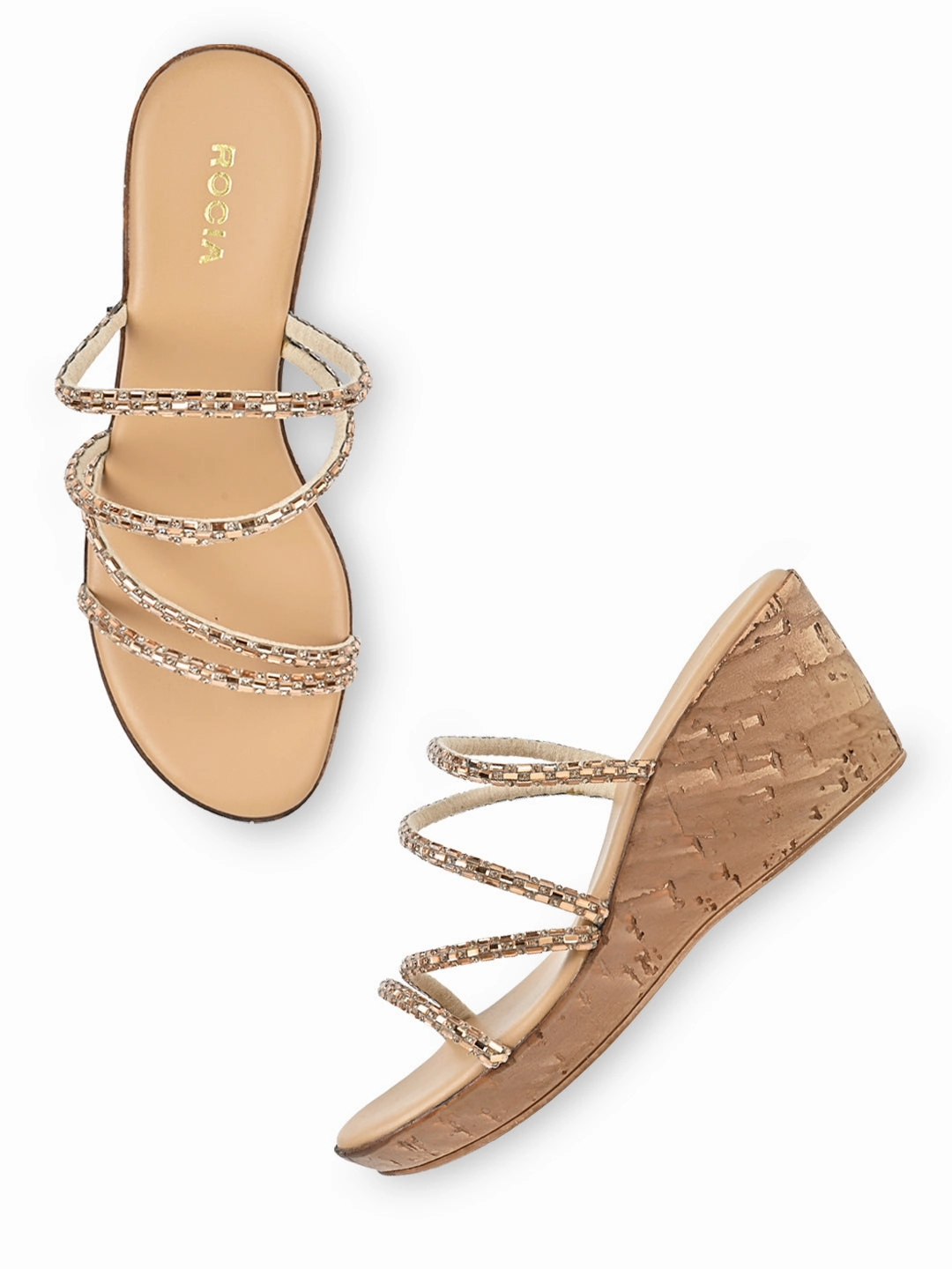 High Heels For Small Feet Size 2 Rocia By Regal Rose Gold Women Diamond Criss Cross Wedges