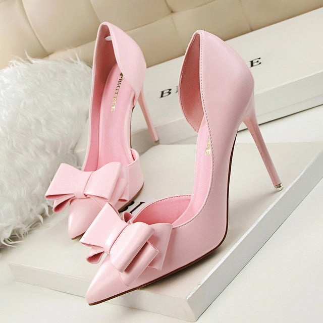 Elegant Pumps Sweet Bowknot High-Heeled Shoes Sole High Heels