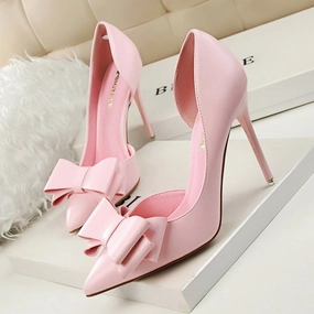 Ankle Socks With Heels Elegant Pumps Sweet Bowknot High-Heeled Shoes