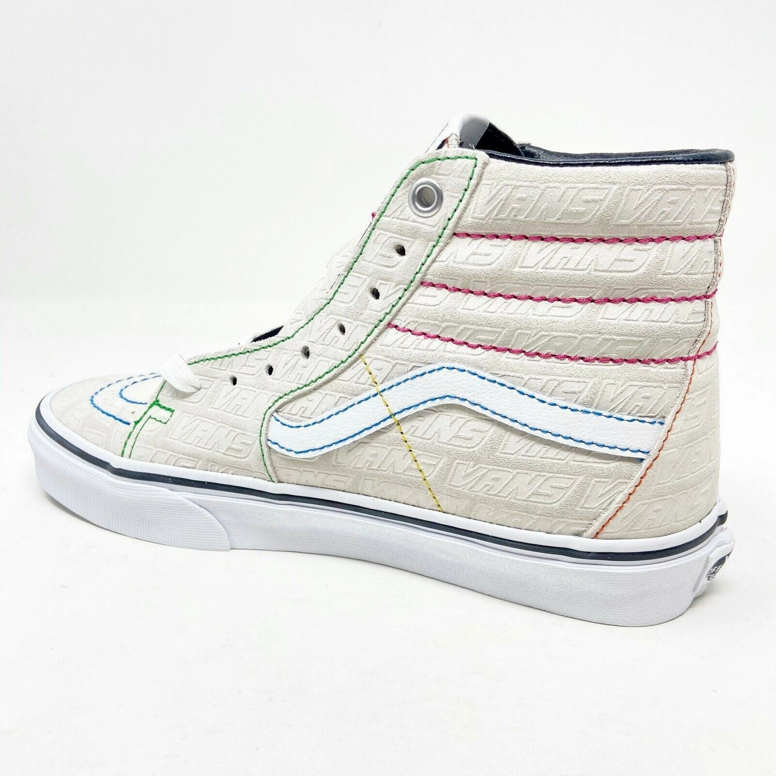 Vans SK8 Hi (Vans Emboss) True White Womens Casual Shoes Sneakers Heel Knee High Boots