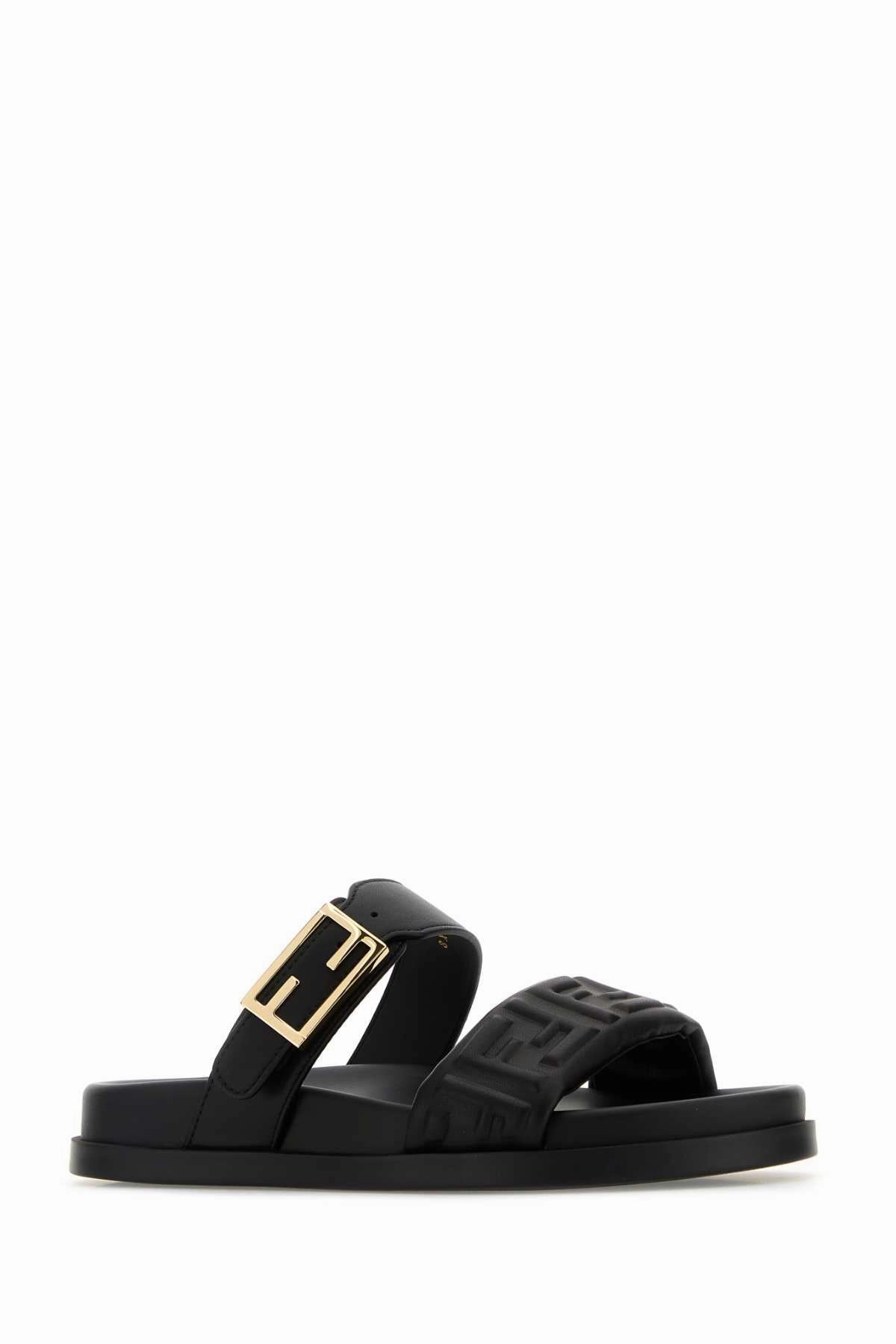 FENDI Nappa Leather Double-Band Slide Sandals Footmates Sandals