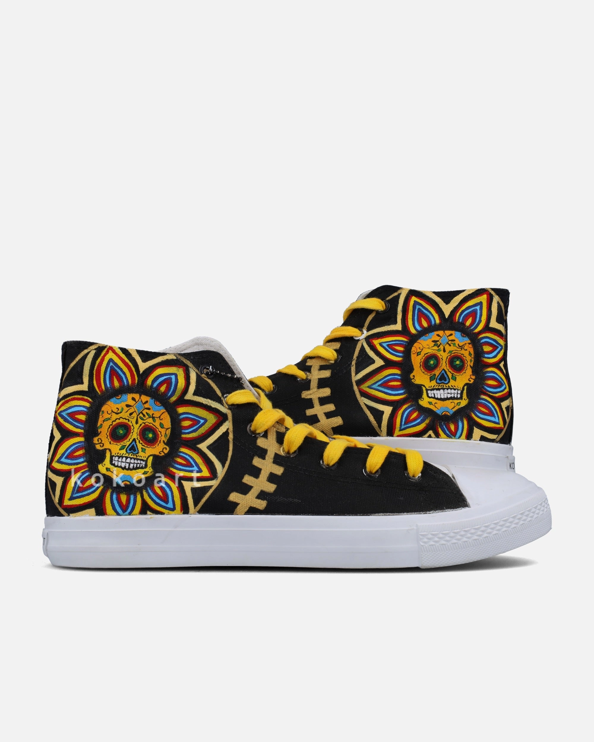 Sketchy Tank Slip-on Pro Reflective Skate Shoes Mandala Skull Hand Painted Shoes