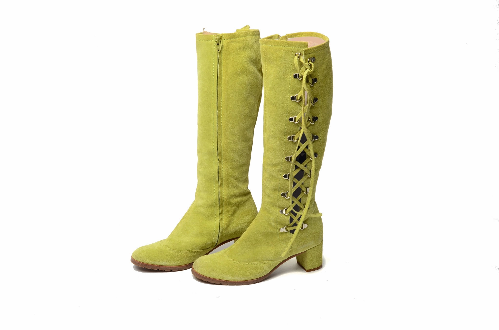 Marc Jacobs - Lime Green Suede Knee High Boots - US 8 Dan's Boots And Saddles