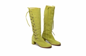 Female Rain Boots Marc Jacobs - Lime Green Suede Knee High Boots - US 8
