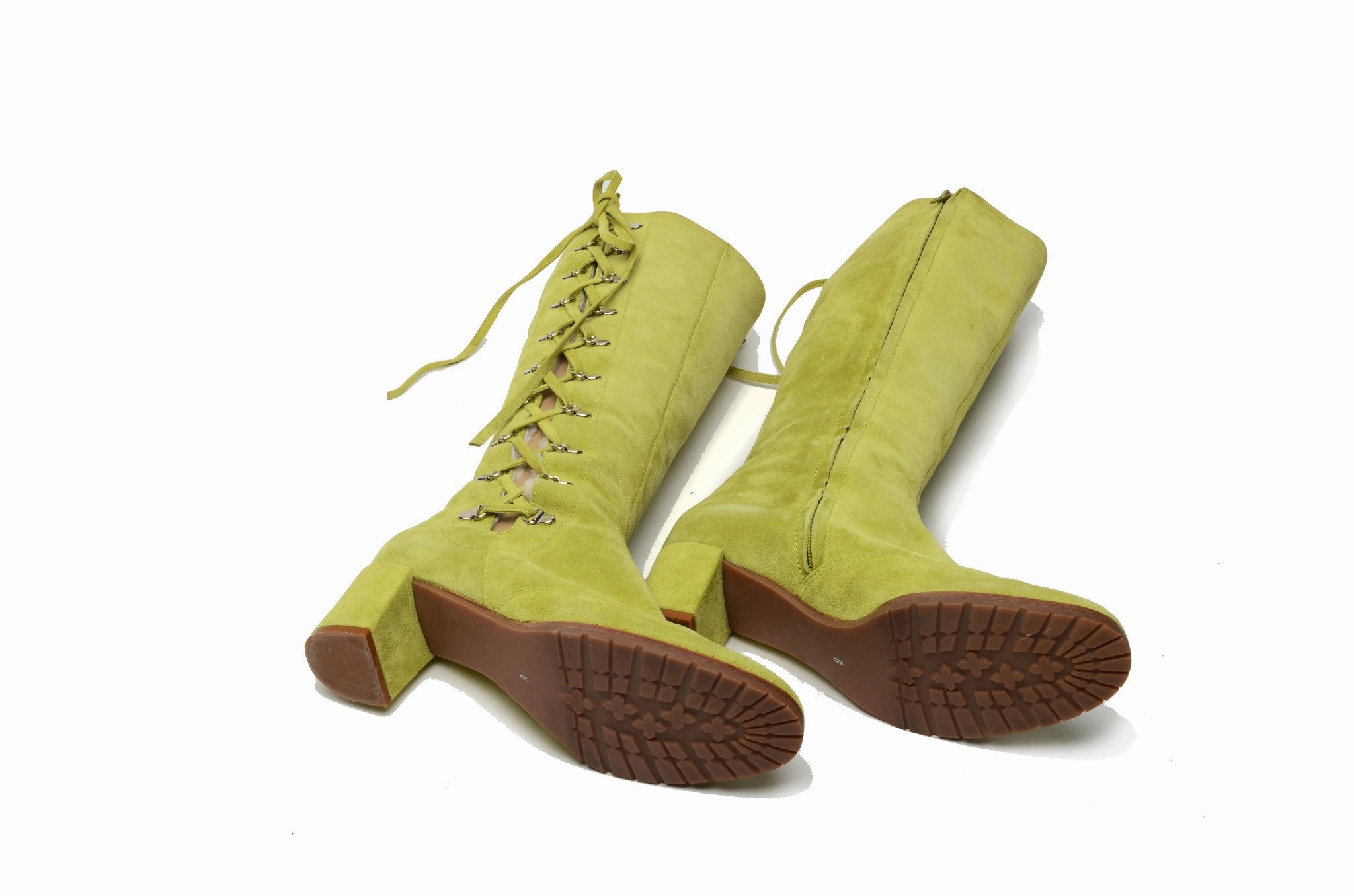 Wedge High Knee Boots Marc Jacobs - Lime Green Suede Knee High Boots - US 8