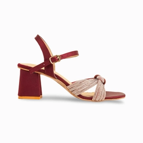 Maroon Fancy Sandal For Ladies FN6122 Sandals Church Woodcrest