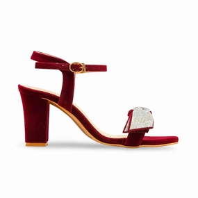 Maroon Fancy Sandal For Women FN6186 Size 5 High Heels