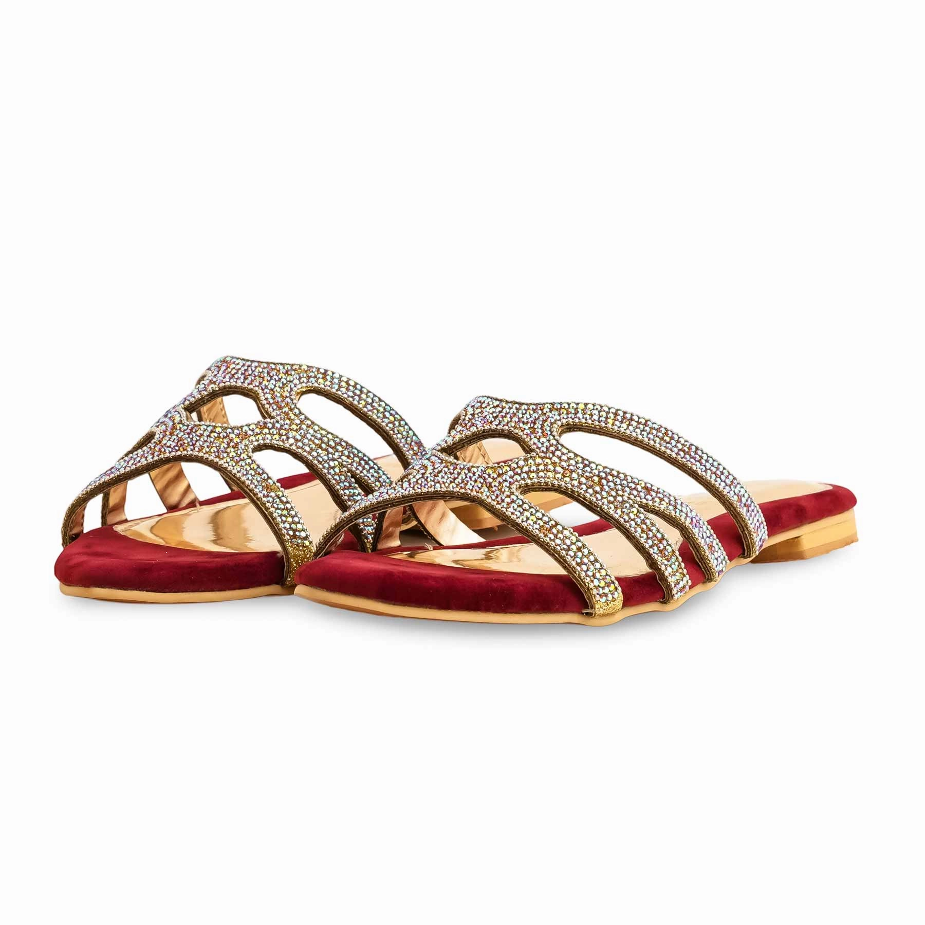 Maroon Fancy Slipper For Ladies FN7932 Slippers Adults