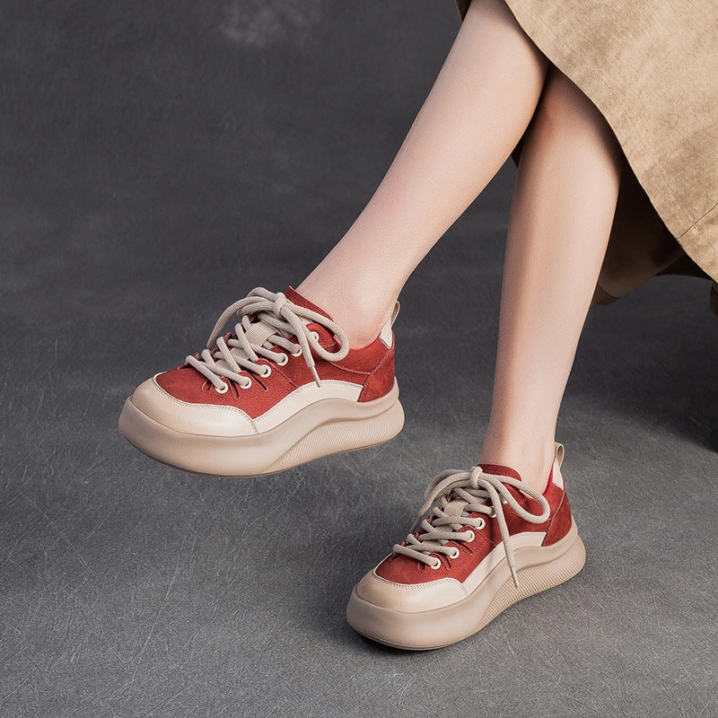 Women's Fashion Leather Breathable Casual Shoes Cool Casual Shoes