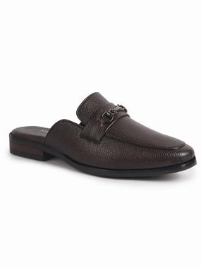 Sandals Online Amazon Men Brown Back Open Horsebit Buckle Party Slip On Shoe for Wedding|Ethnic Prom Slip On Shoes|Formal Shoes For Traditional Festive Kurta