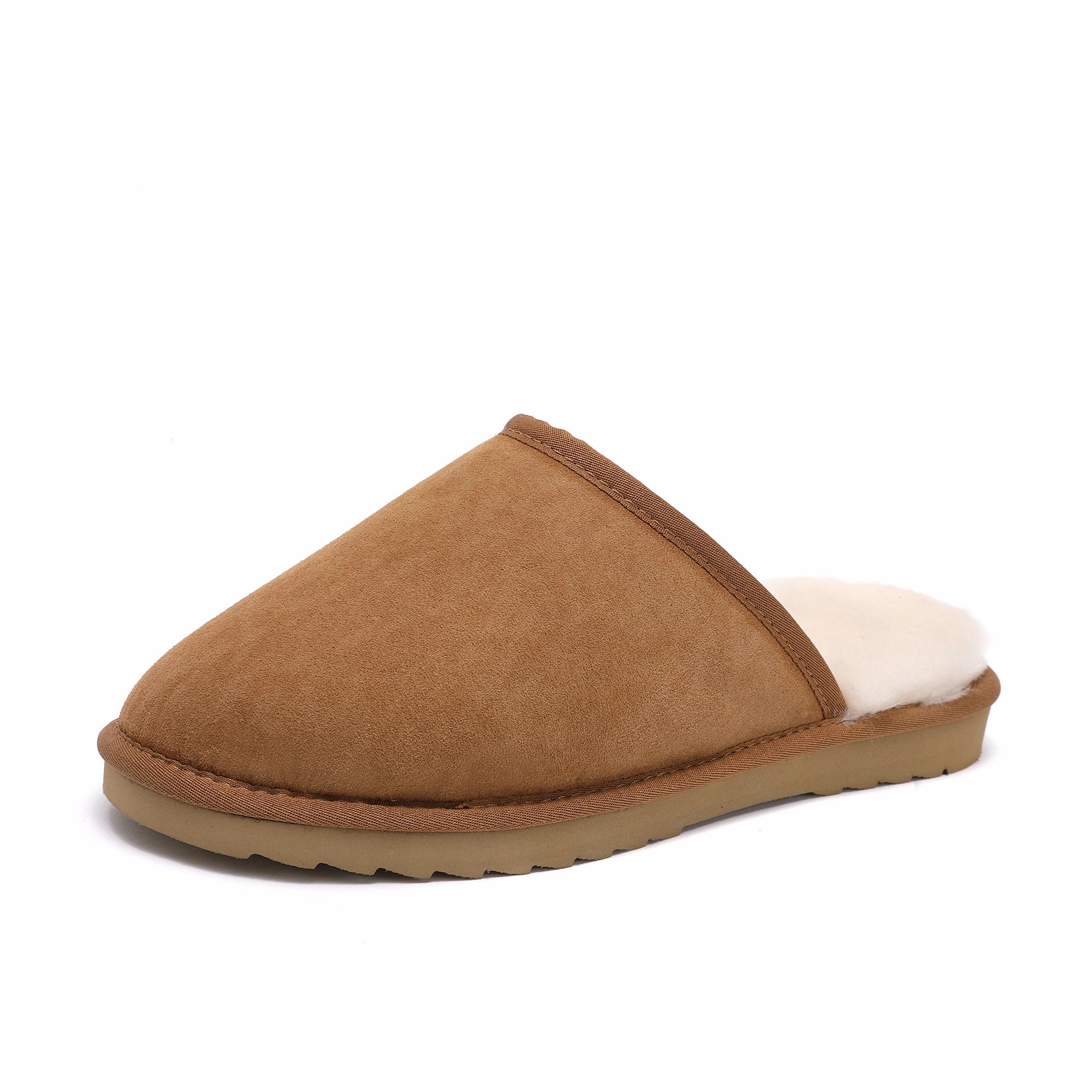Men's Classic Sheepskin Scuff Slippers  100% Australian Merino Wool with EVA Sole Slippers Cross