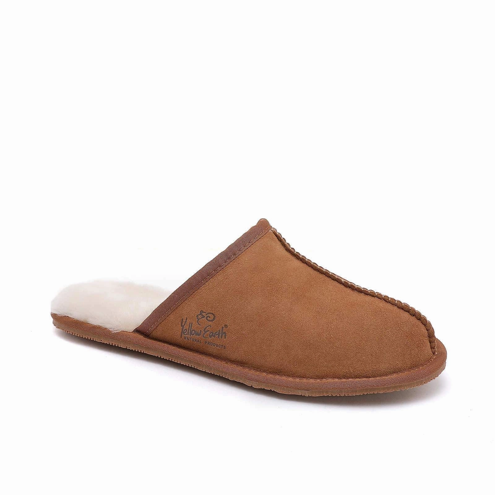 Men's Scuff - Australian Sheepskin UGG Slippers - Flexible Non-Slip Rubber Sole Bravest Bear Claw Slippers