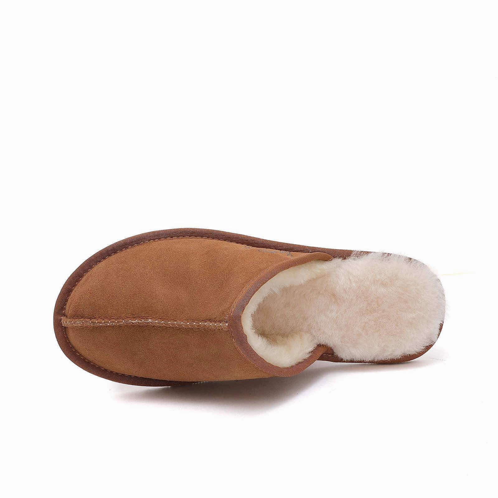 Men's Scuff - Australian Sheepskin UGG Slippers - Flexible Non-Slip Rubber Sole Slippers Vs Slides