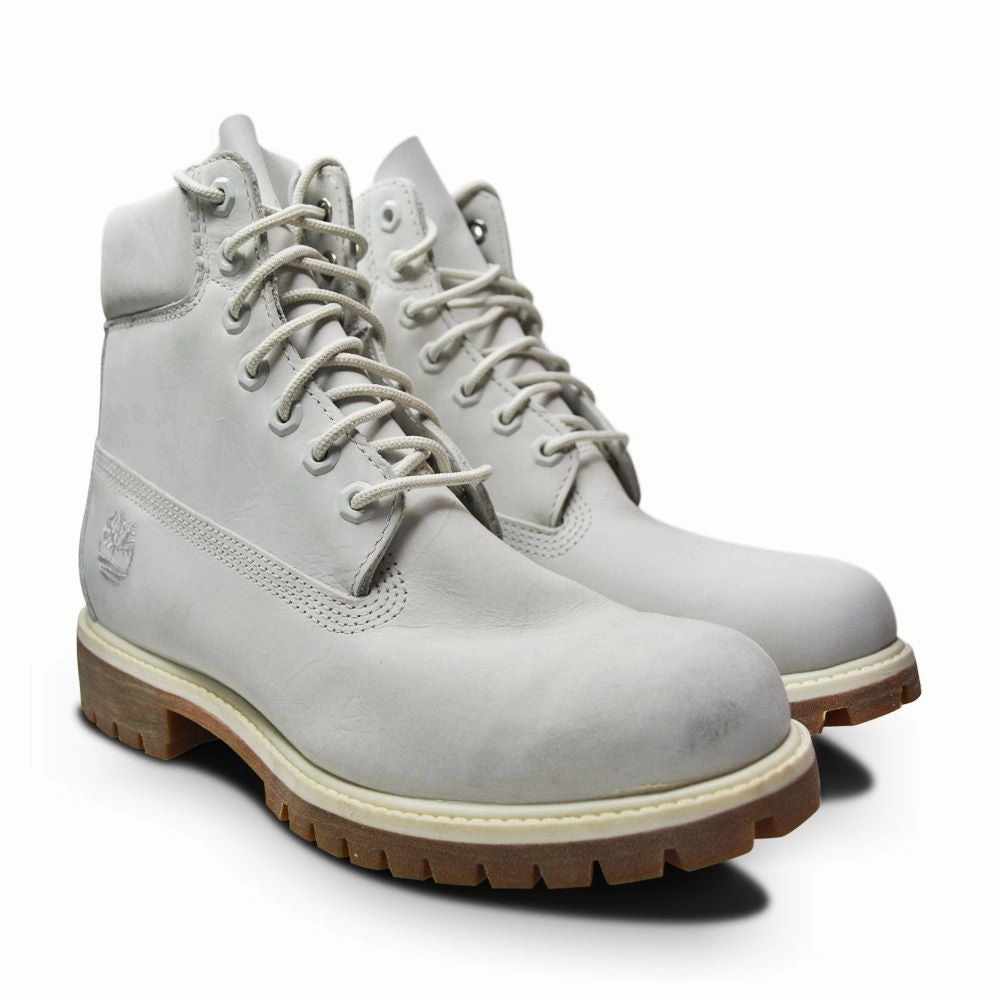 Mens Timberland 6inch 6" Premium Boots A180L Vapourous Grey White Neon Boots Dancehall And Saloon