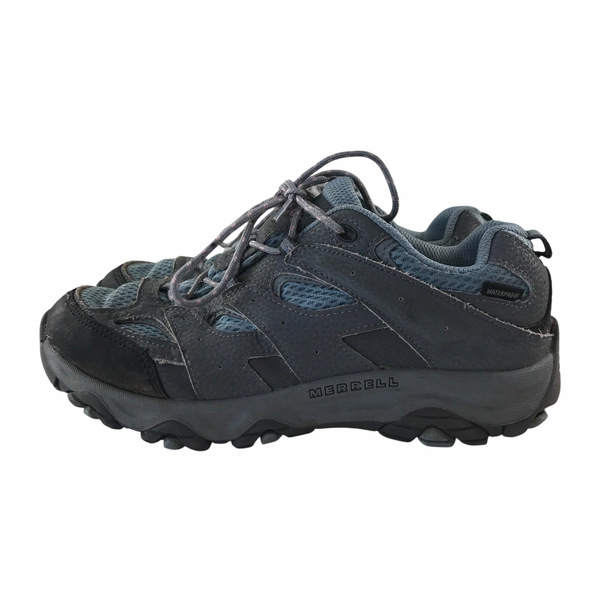 Merrell hiking shoe size 5 grey and light blue mesh waterproof Best Walking Shoe Best Comfortable Walking
