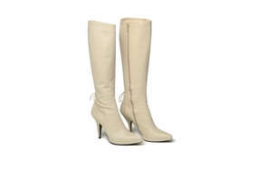 Knee High Boots With Buckles Michel Perry - Cream Knee High Boots - IT 39