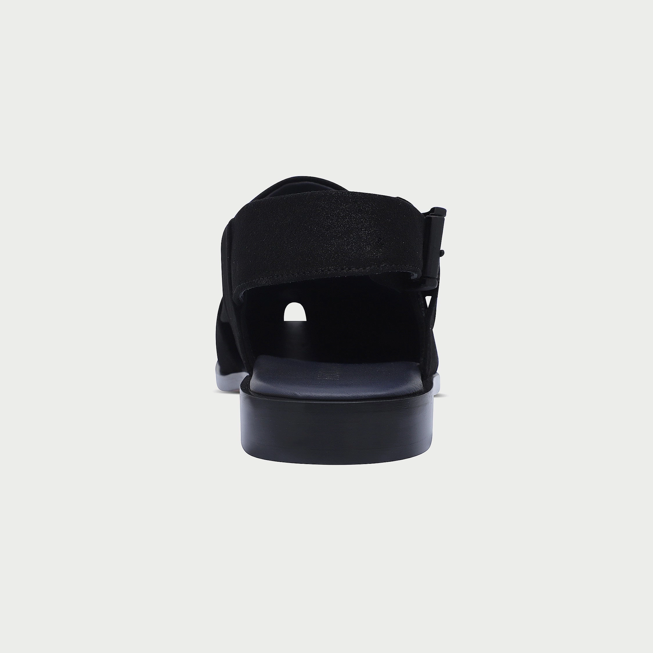 MM2018-BLACK Wooden Wedge Sandals