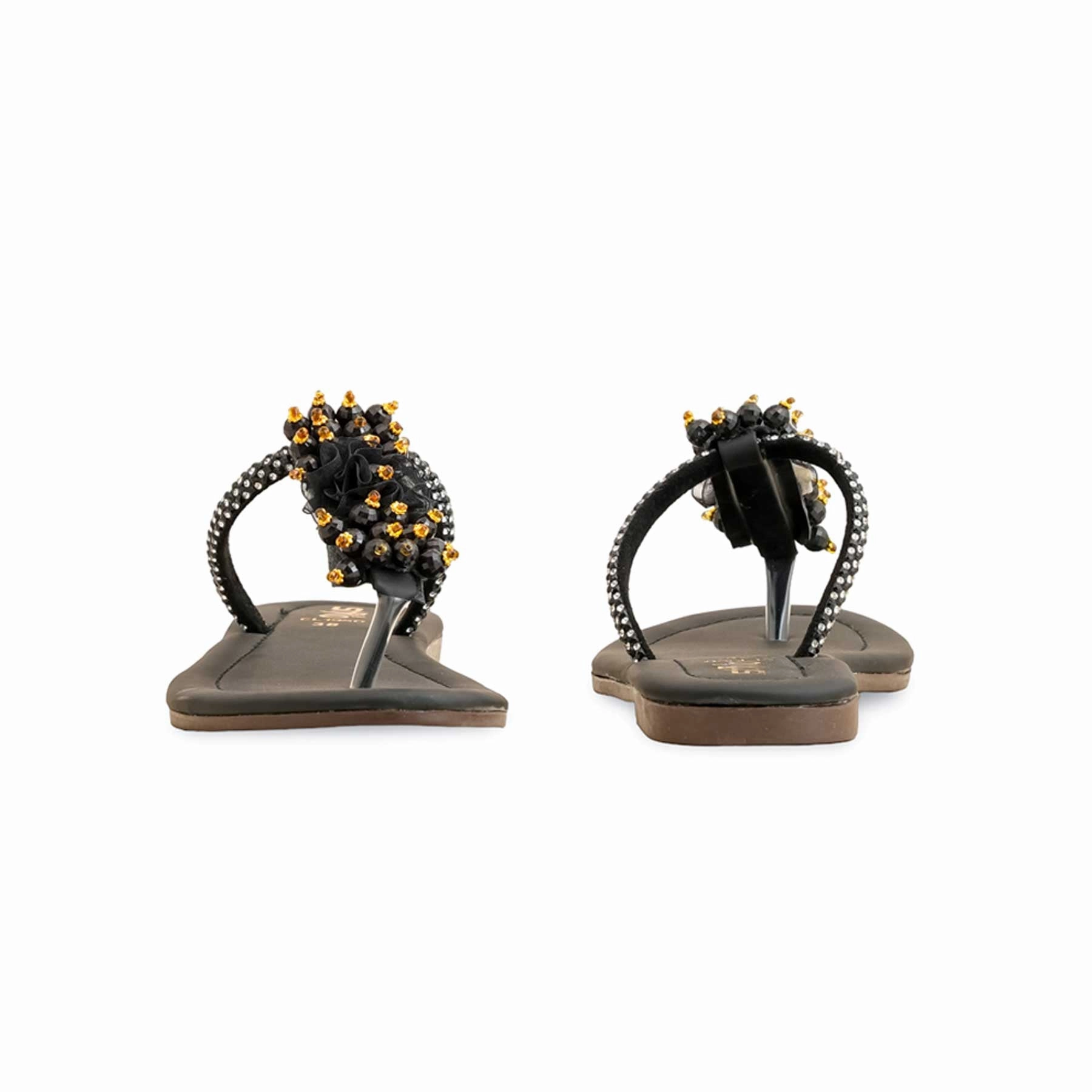 Black Casual Chappal For Women CL1950 Flat Lace Up Shoes