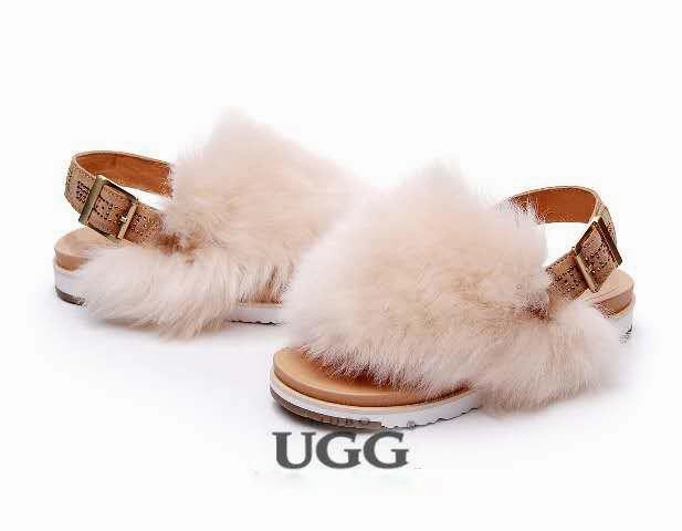 Comfiest Business Casual Shoes MUBO UGG Women's Casual Fur Sandal