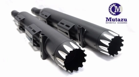 Slip-on Boots MUTAZU Black 4" Thunder VM-01-BB Slip On Mufflers Exhaust Victory Cross Country Road