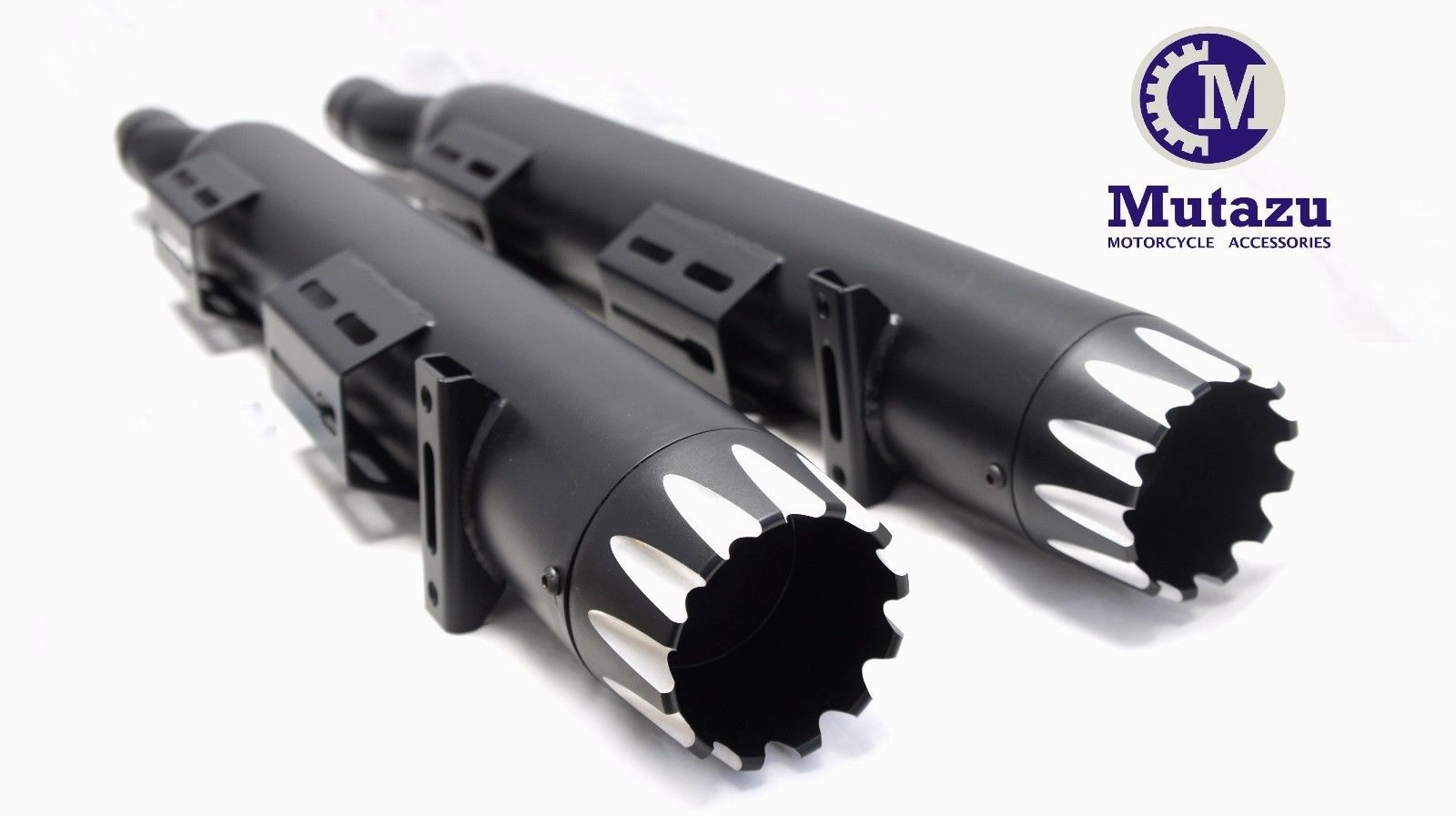 Slip On Flip Flops MUTAZU Black 4" Thunder VM-01-BB Slip On Mufflers Exhaust Victory Cross Country Road