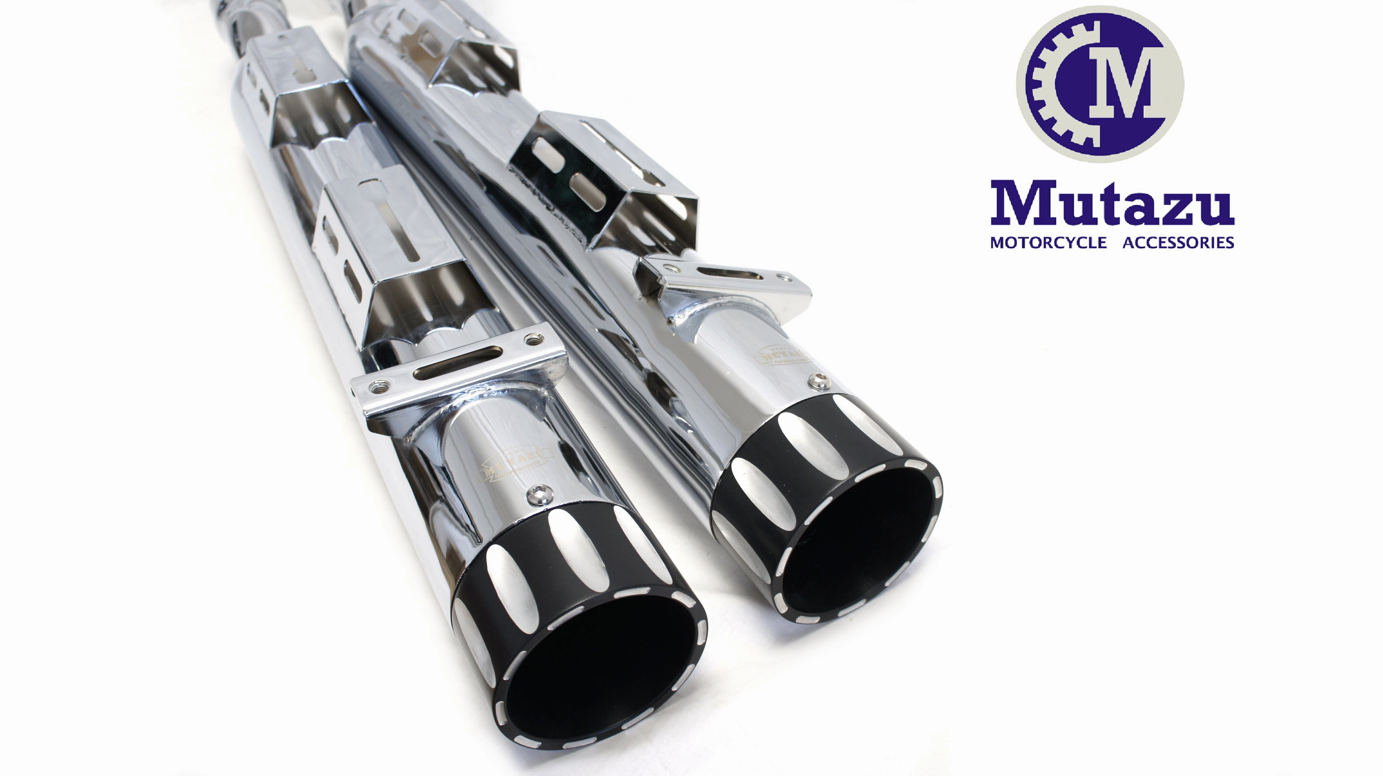 MUTAZU Chrome Deep Cut 4" Thunder VM-05-CB Slip On Mufflers Exhaust Victory Cross Country Road Slip-on Barefoot Shoes