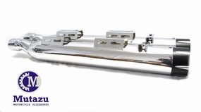 Magnanni Slip On Shoes MUTAZU Chrome Dual Cut 4" Thunder VM-06-CB Slip On Mufflers Exhaust Victory Cross Country Road