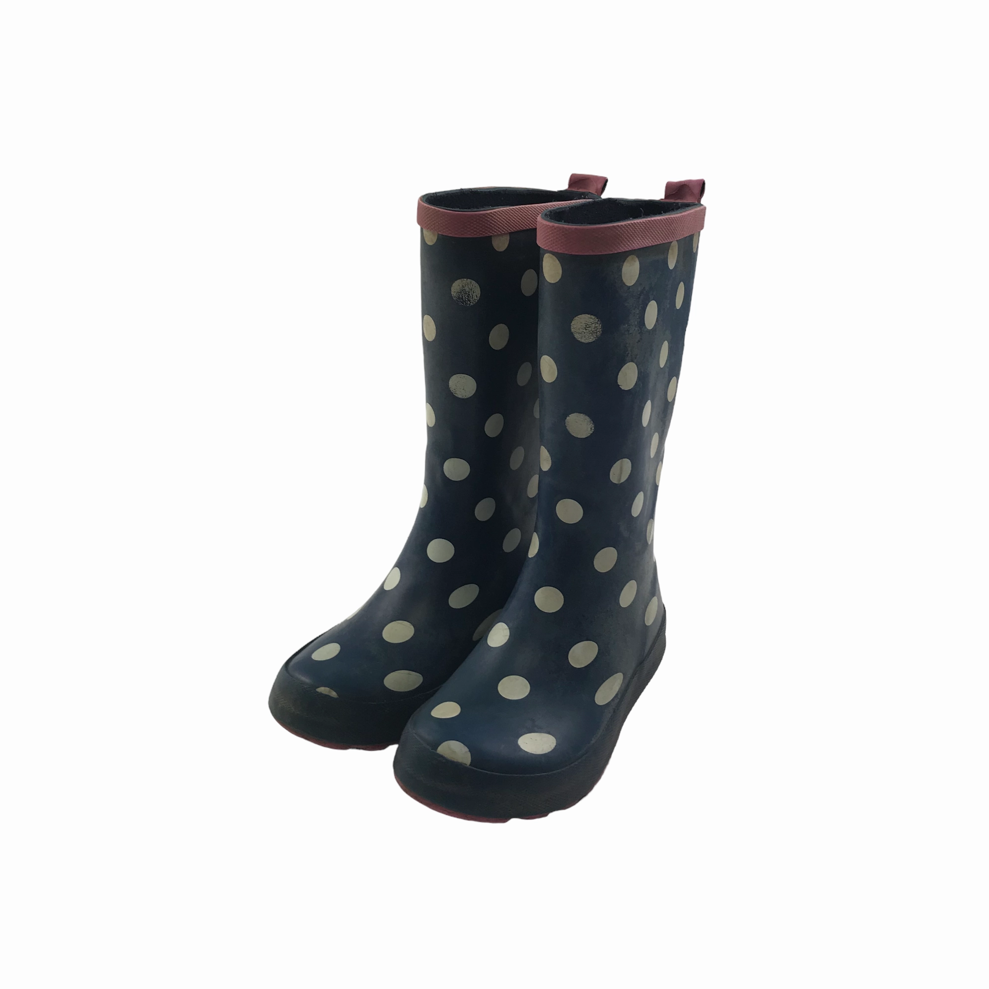 Navy Blue Polka Dot Wellies Shoe Size 11 junior Best Snow Hiking Boots