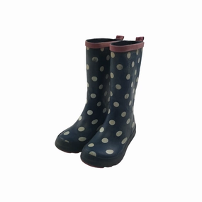 Navy Blue Polka Dot Wellies Shoe Size 11 junior Boots In Wide Sizes