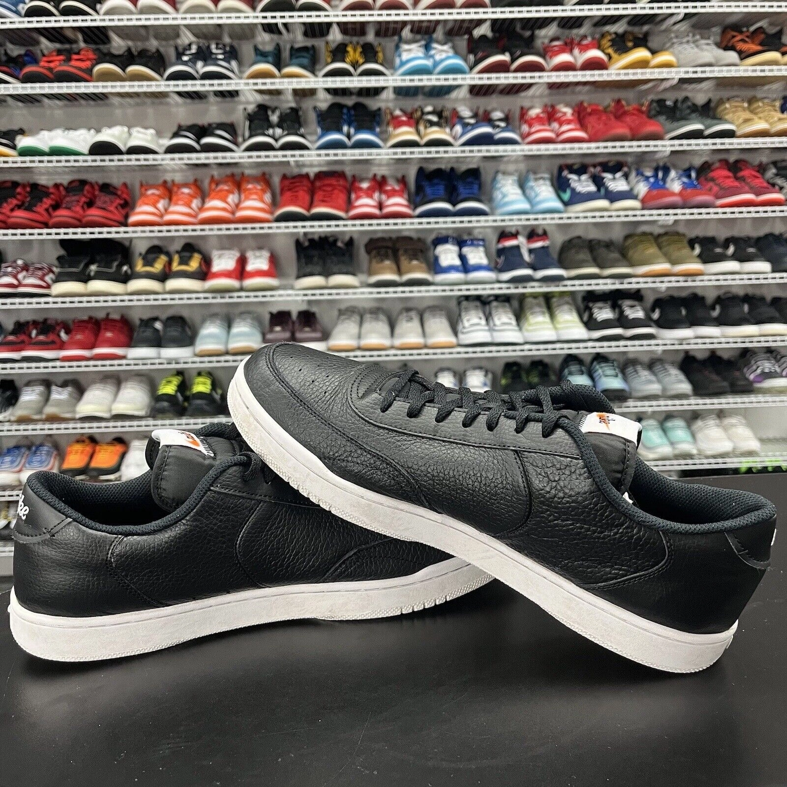 Shoes Without Laces Nike Nike Court Vintage Premium Black Leather CT1726-002 Men's Size 13