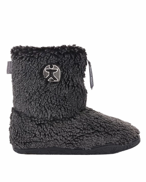 Gosling Snow Tipped Sherpa Slipper Boots in Washed Black Sandals Vs Slippers